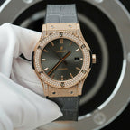 Hublot Classic Fusion King Gold  Watch Gray Dial Diamonds 42mm