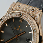 Hublot Classic Fusion King Gold  Watch Gray Dial Diamonds 42mm