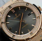 Hublot Classic Fusion King Gold  Watch Gray Dial Diamonds 42mm