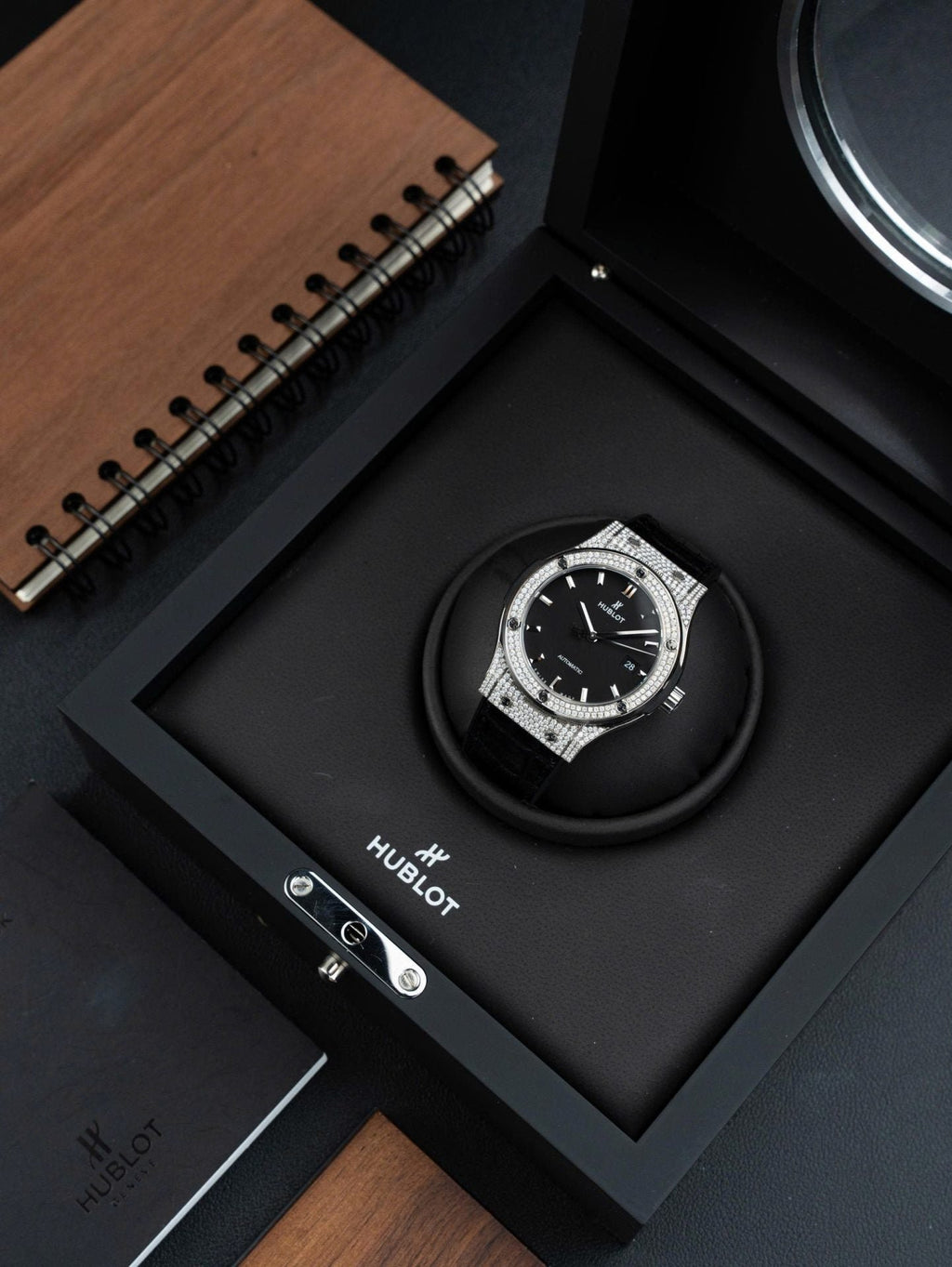Hublot Classic Fusion Black Dial Watch Natual Diamonds Automatic SW300 Movement 42mm