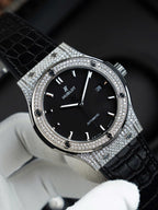 Hublot Classic Fusion Black Dial Watch Natual Diamonds Automatic SW300 Movement 42mm