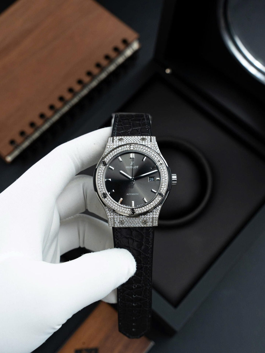 Hublot Classic Fusion Gray Dial  Watch Natual Diamonds Automatic SW300 Movement 42mm