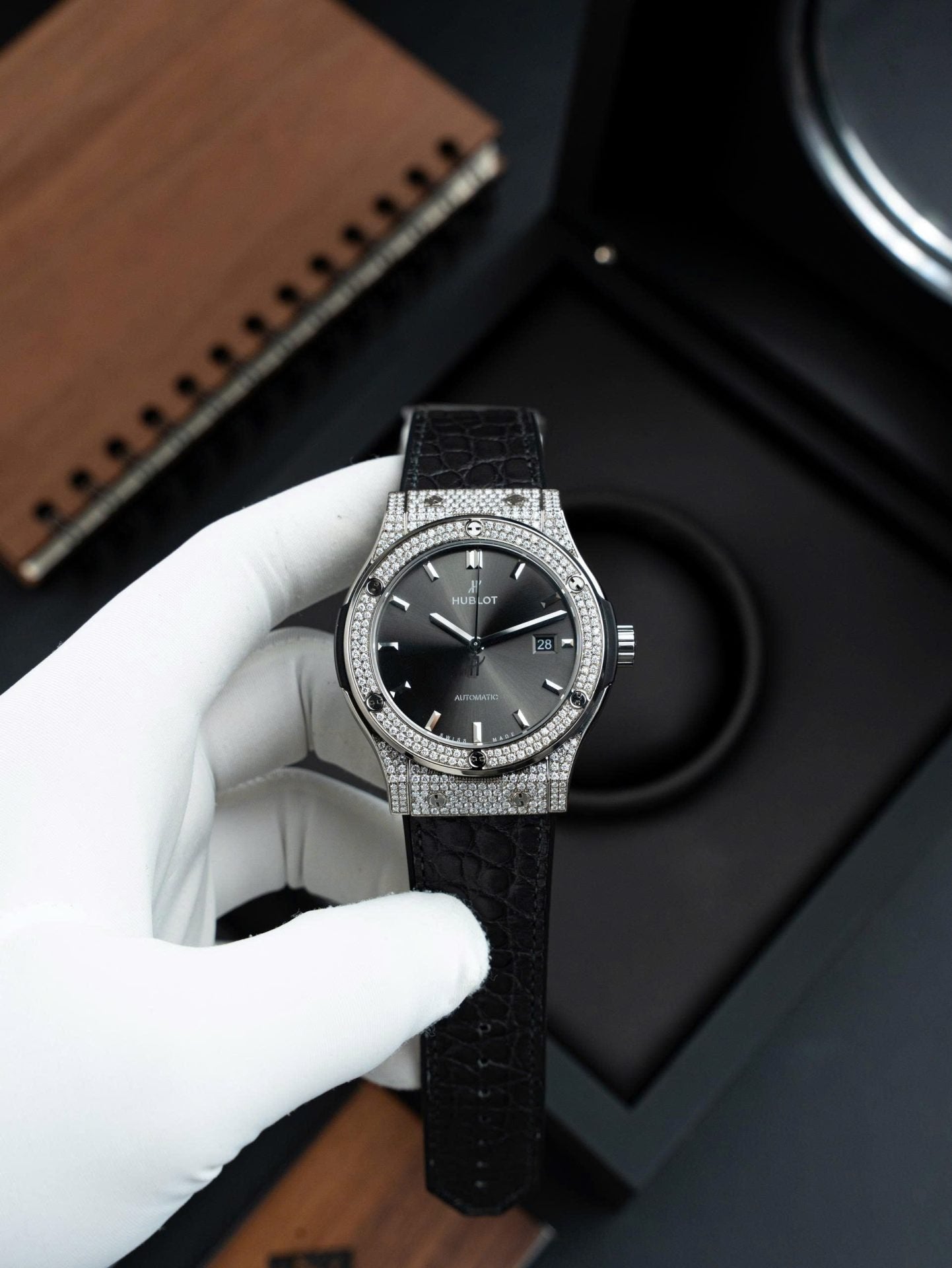Hublot Classic Fusion Gray Dial  Watch Natual Diamonds Automatic SW300 Movement 42mm