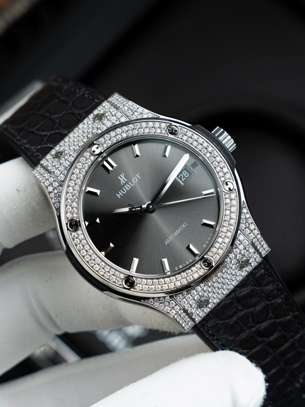 Hublot Classic Fusion Gray Dial  Watch Natual Diamonds Automatic SW300 Movement 42mm