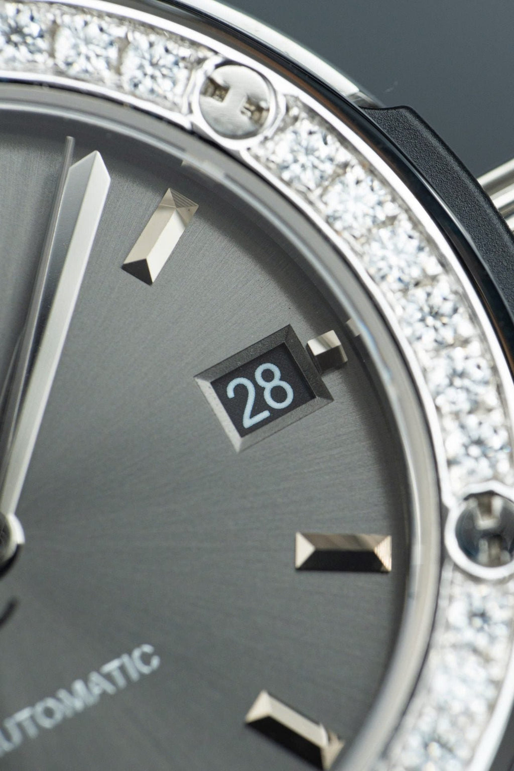 Hublot Classic Fusion Dial Gray Watch Bezel Diamonds Moissanite 38mm