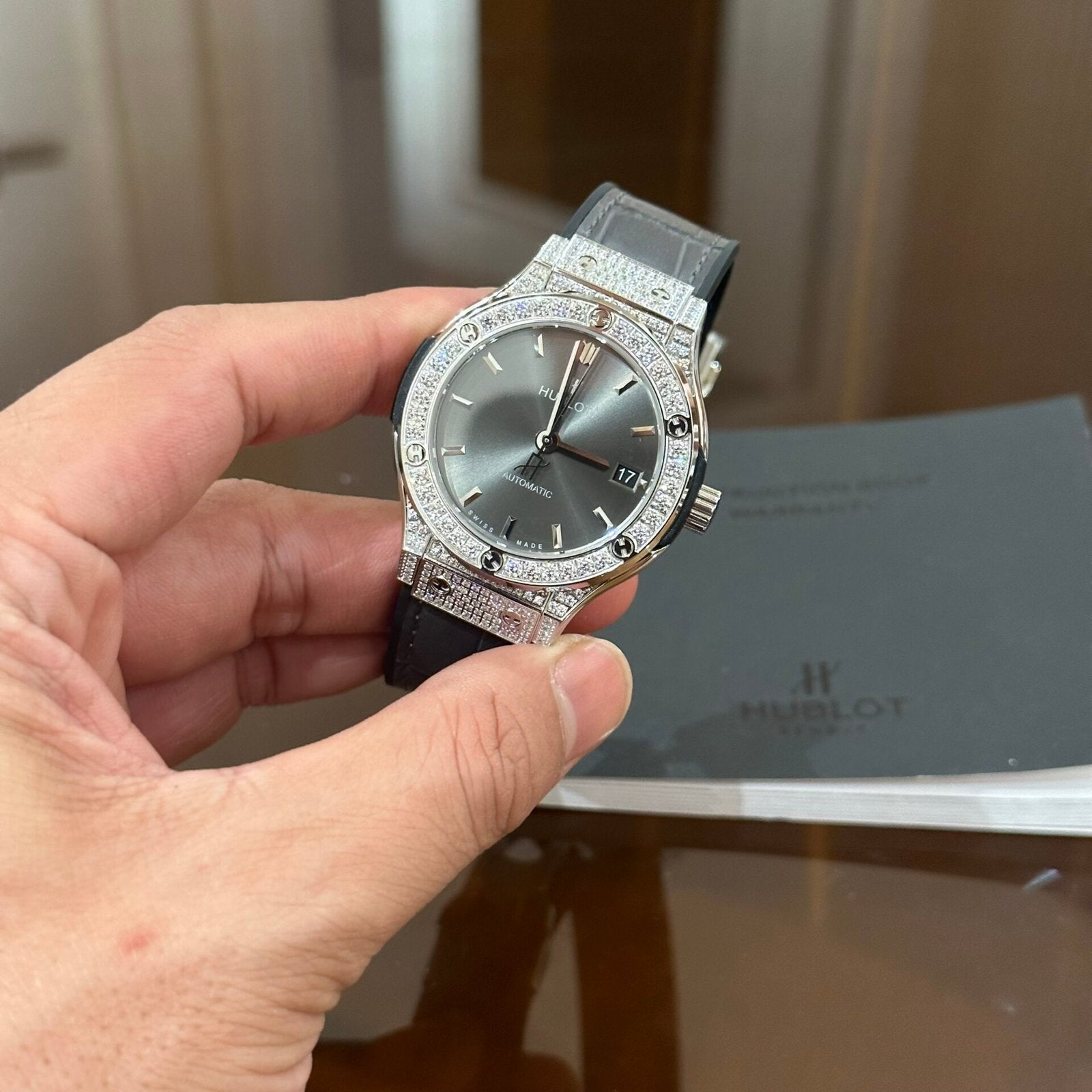 Hublot Classic Fusion Grey Dial With Diamond Bezel 38mm