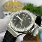 Hublot Watch Classic Fusion Moissanite Diamonds Black Dial 33mm