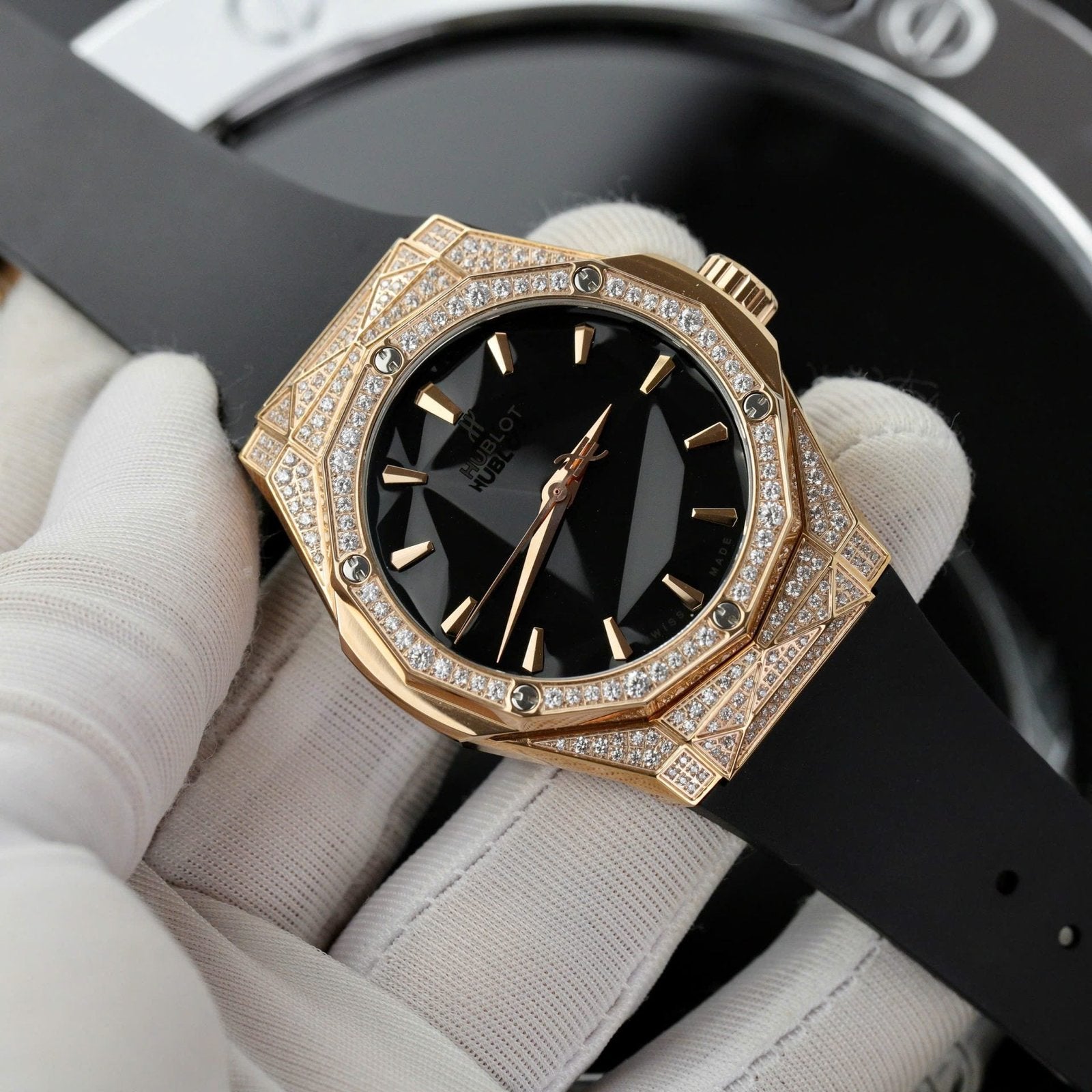 Hublot Orlinski King Gold  Watch Full Moissanite Diamond 40mm