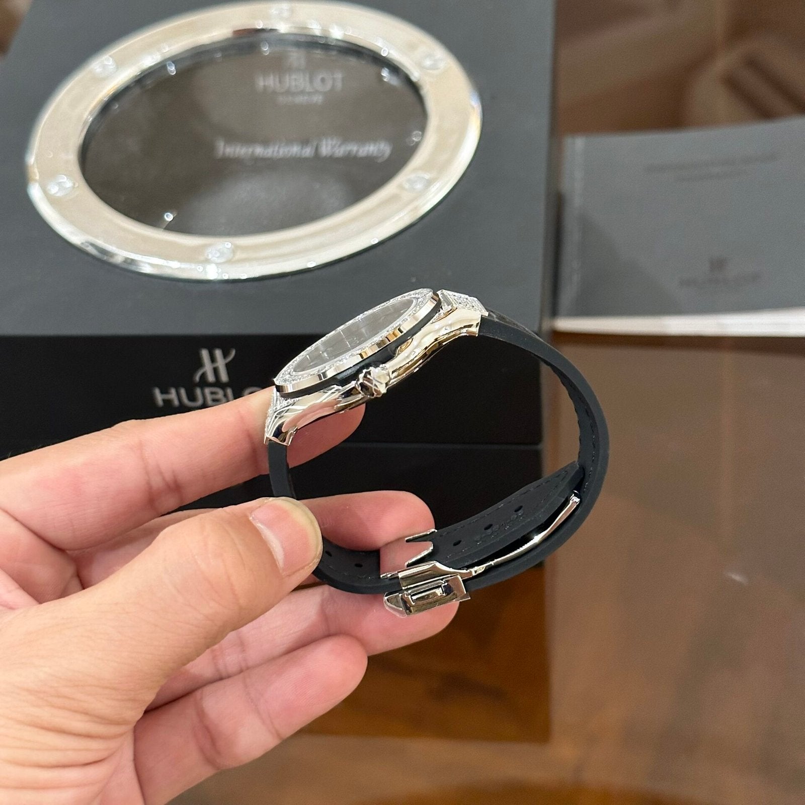 Hublot Classic Fusion Watch With Diamond Bezel Black 38mm