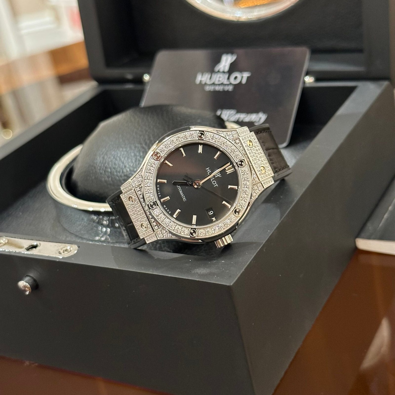 Hublot Classic Fusion Watch With Diamond Bezel Black 38mm