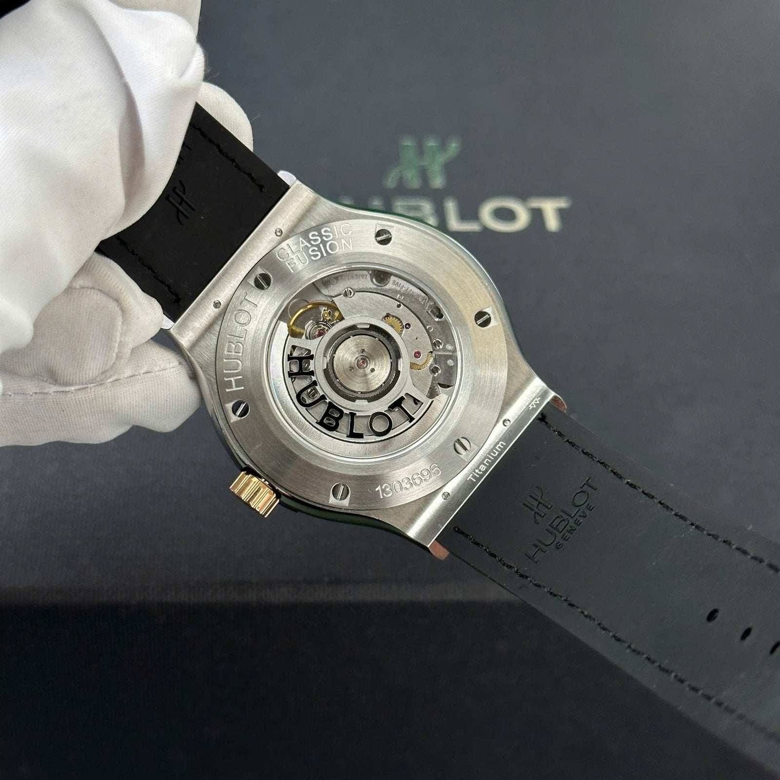 Hublot Classic Fusion Watch Black Dial King Gold Bezel 42mm