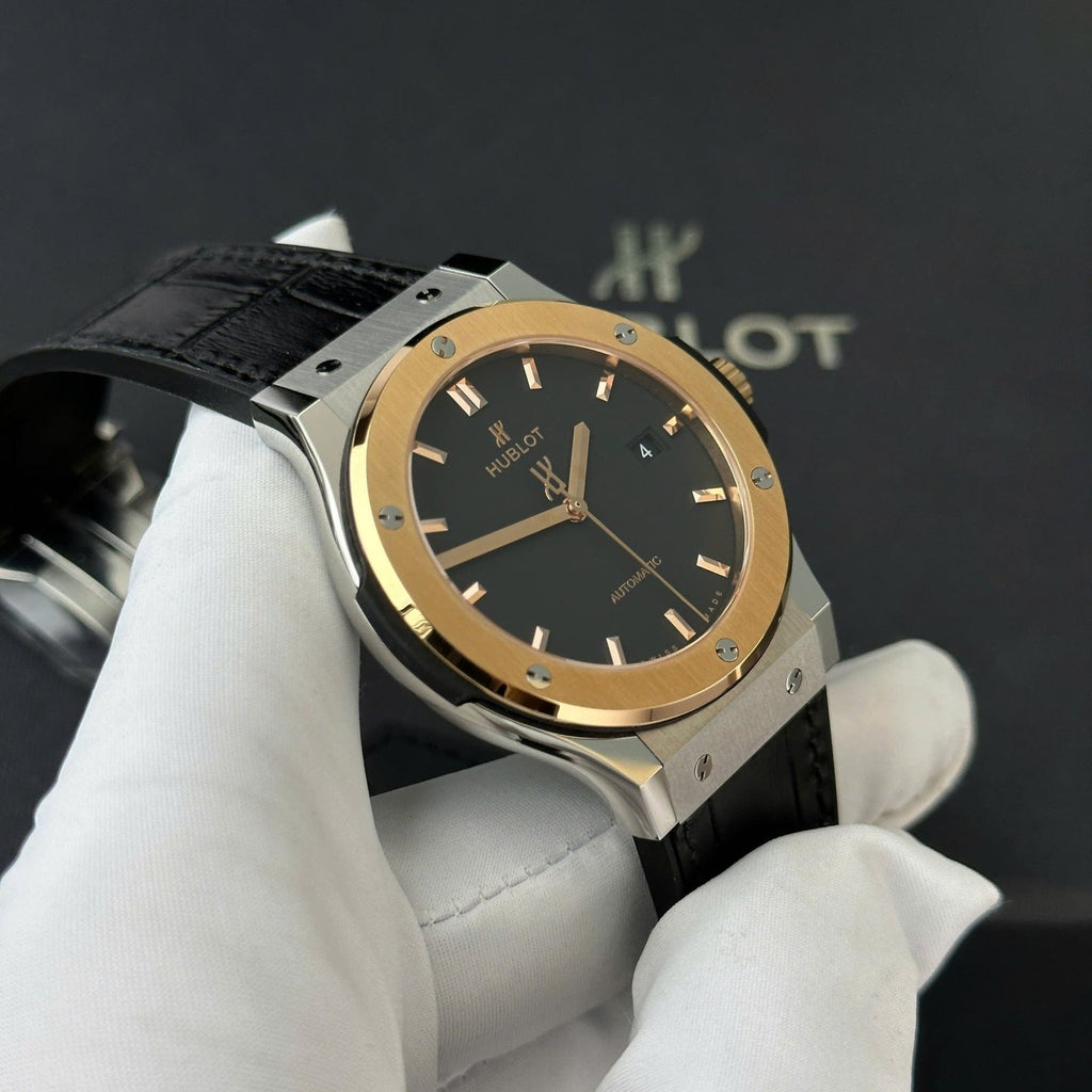 Hublot Classic Fusion Watch Black Dial King Gold Bezel 42mm