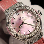 Hublot Classic Fusion Watch Mother Of Pearl Dial + Moissanite Diamonds 33mm