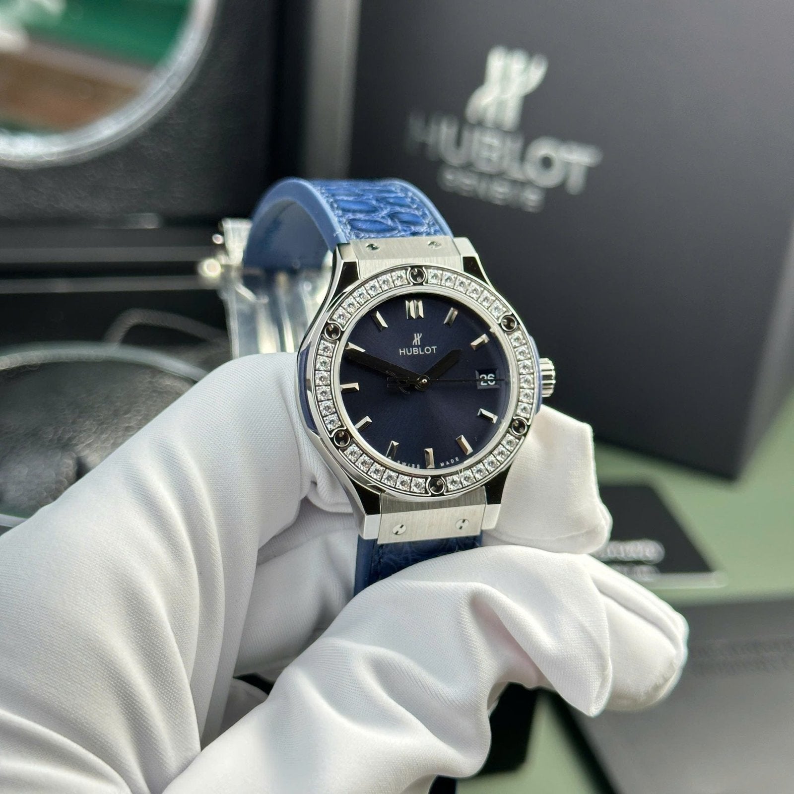 Hublot Classic Fusion Watch Womens Blue 33mm