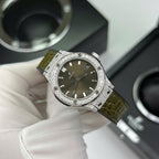 Hublot Classic Fusion Titanium Green  Watch Moissanite Diamonds 33mm