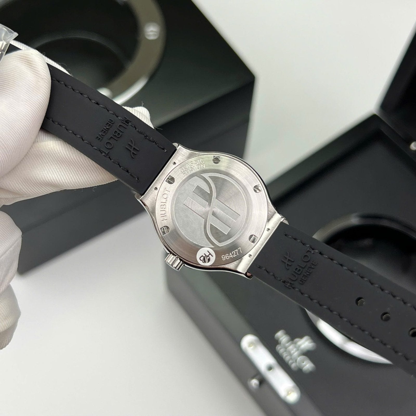 Hublot Classic Fusion Titanium Green  Watch Moissanite Diamonds 33mm