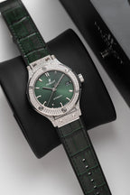 Hublot Classic Fusion Titanium Green Full Diamond Watch 38mm