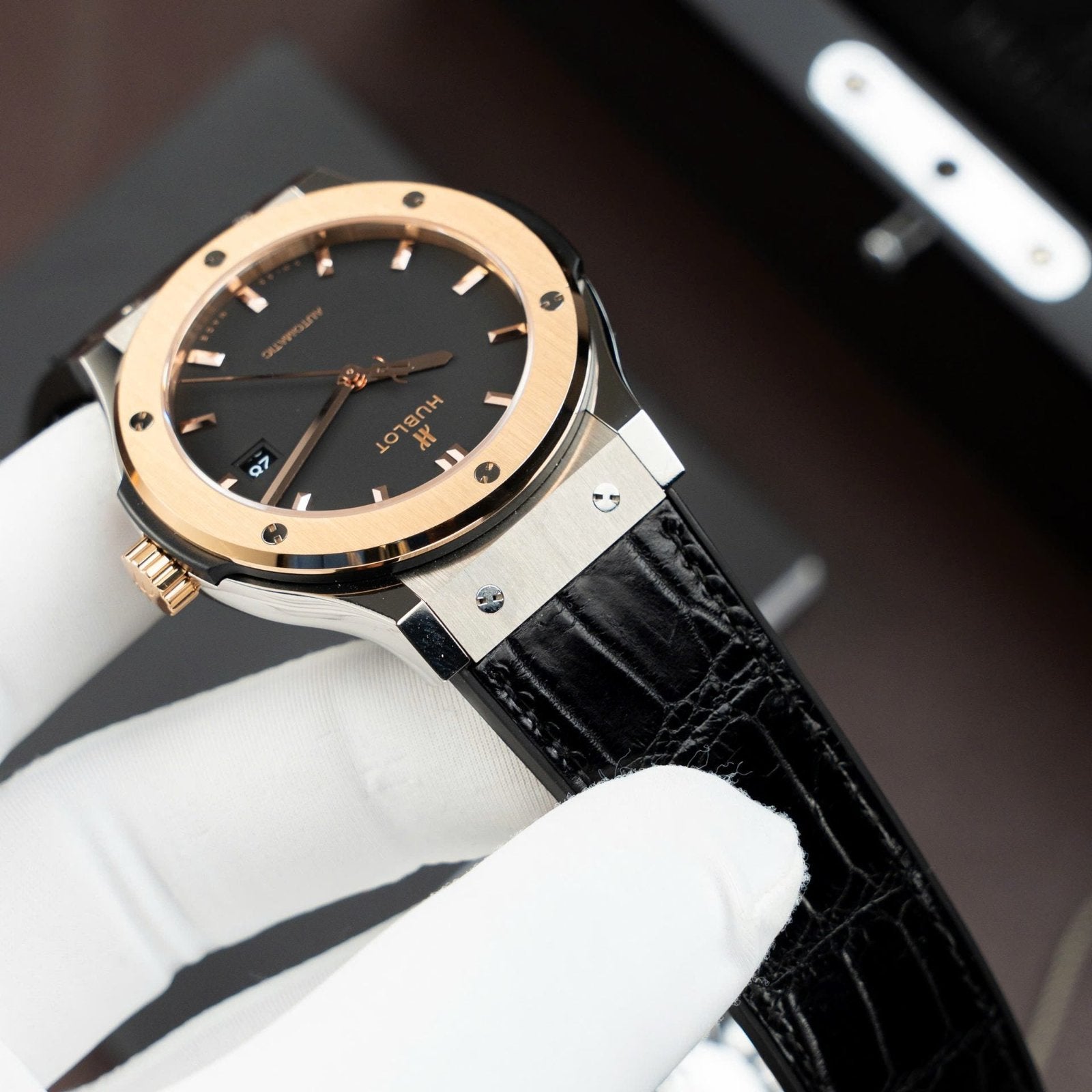 Hublot Classic Fusion Titanium King Gold  Watch Movement SW300 Crocodile Leather Strap 42mm