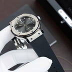 Hublot Classic Fusion Titanium Gray Dial Watch Movement SW300 Rubber Strap 42mm