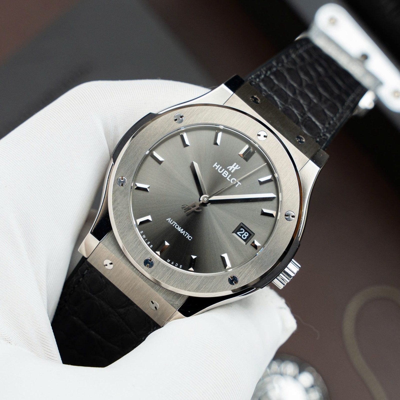 Hublot Classic Fusion Titanium Gray Watch Movement SW300 Weight 84 Gram 42mm
