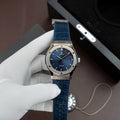 Hublot Classic Fusion Titanium Blue Watch Movement SW300 Crocodile Leather Strap 42mm