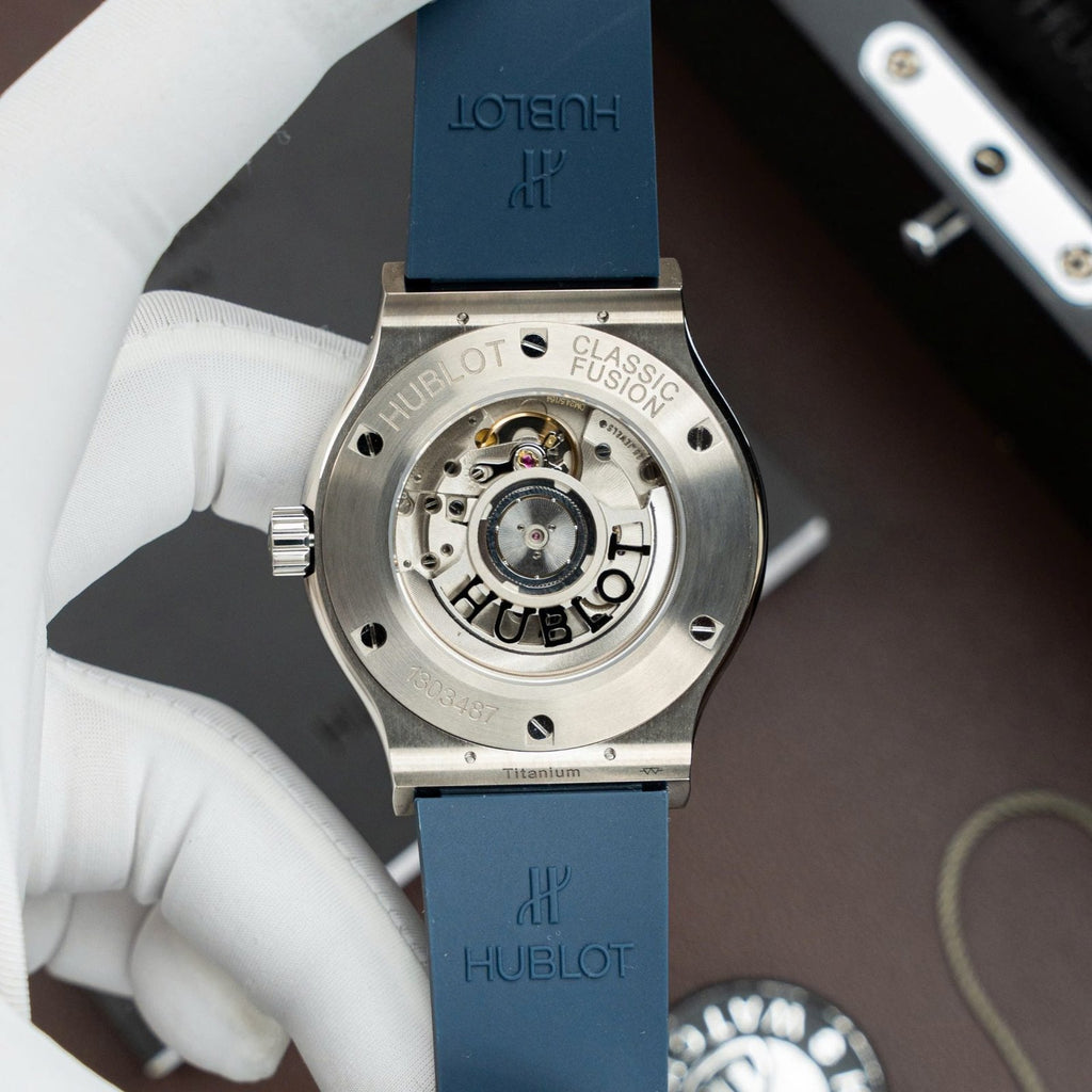 Hublot Classic Fusion Titanium Blue Watch Movement SW300 Rubber Strap 42mm