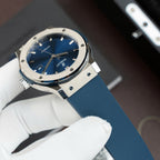 Hublot Classic Fusion Titanium Blue Watch Movement SW300 Rubber Strap 42mm