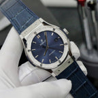 Hublot Classic Fusion Titanium Bezel Diamonds Blue Color Watch 42mm