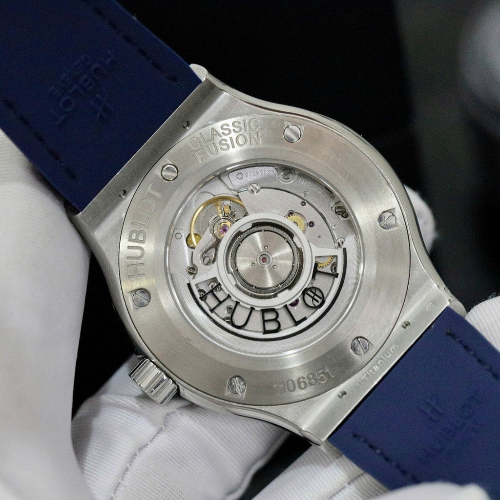 Hublot Classic Fusion Titanium Bezel Diamonds Blue Color Watch 42mm