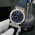 Hublot Classic Fusion Titanium Blue Dial Bezel Diamonds Watch 42mm