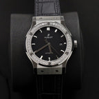 Hublot Classic Fusion Titanium Watch Black Dial  Moissanite Diamonds 42mm