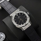 Hublot Classic Fusion Titanium Watch Black Dial  Moissanite Diamonds 42mm