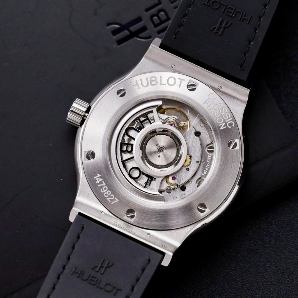 Hublot Classic Fusion Titanium Watch Black Dial  Moissanite Diamonds 42mm