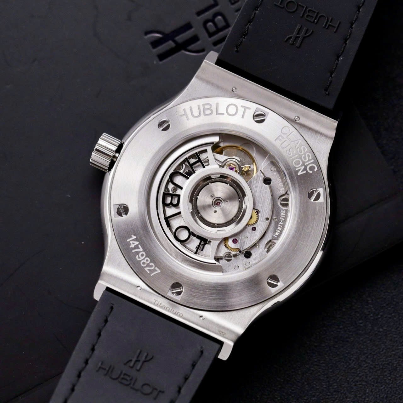 Hublot Classic Fusion Titanium Watch Black Dial  Moissanite Diamonds 42mm