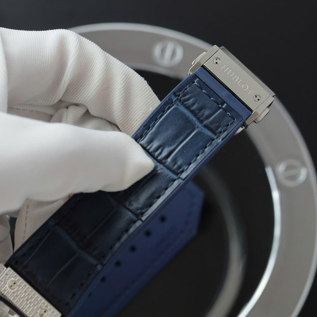 Hublot Classic Fusion Titanium Watch Blue Dial Diamonds 42mm