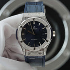 Hublot Classic Fusion Titanium Watch Blue Dial Diamonds 42mm