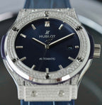 Hublot Classic Fusion Titanium Watch Blue Dial Diamonds 42mm