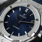 Hublot Classic Fusion Titanium Watch Blue Dial Diamonds 42mm