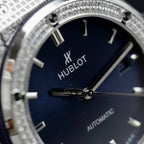 Hublot Classic Fusion Titanium Watch Blue Dial Diamonds 42mm