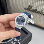 Hublot Watch Classic Fussion Blue Dial Moissanite Diamonds 33mm