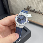 Hublot Watch Classic Fussion Blue Dial Moissanite Diamonds 33mm