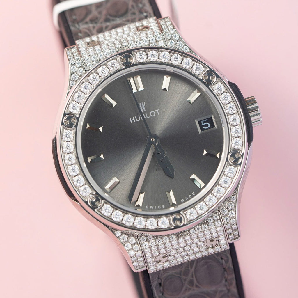 Hublot Classic Fusion  Watch Moissanite Diamond Gray Dial 33mm