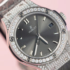 Hublot Classic Fusion  Watch Moissanite Diamond Gray Dial 33mm