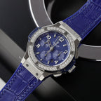 Hublot Watch Big Bang Chronograph Blue Moissanite Diamonds 44mm