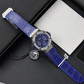 Hublot Watch Big Bang Chronograph Blue Moissanite Diamonds 44mm