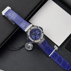 Hublot Watch Big Bang Chronograph Blue Moissanite Diamonds 44mm