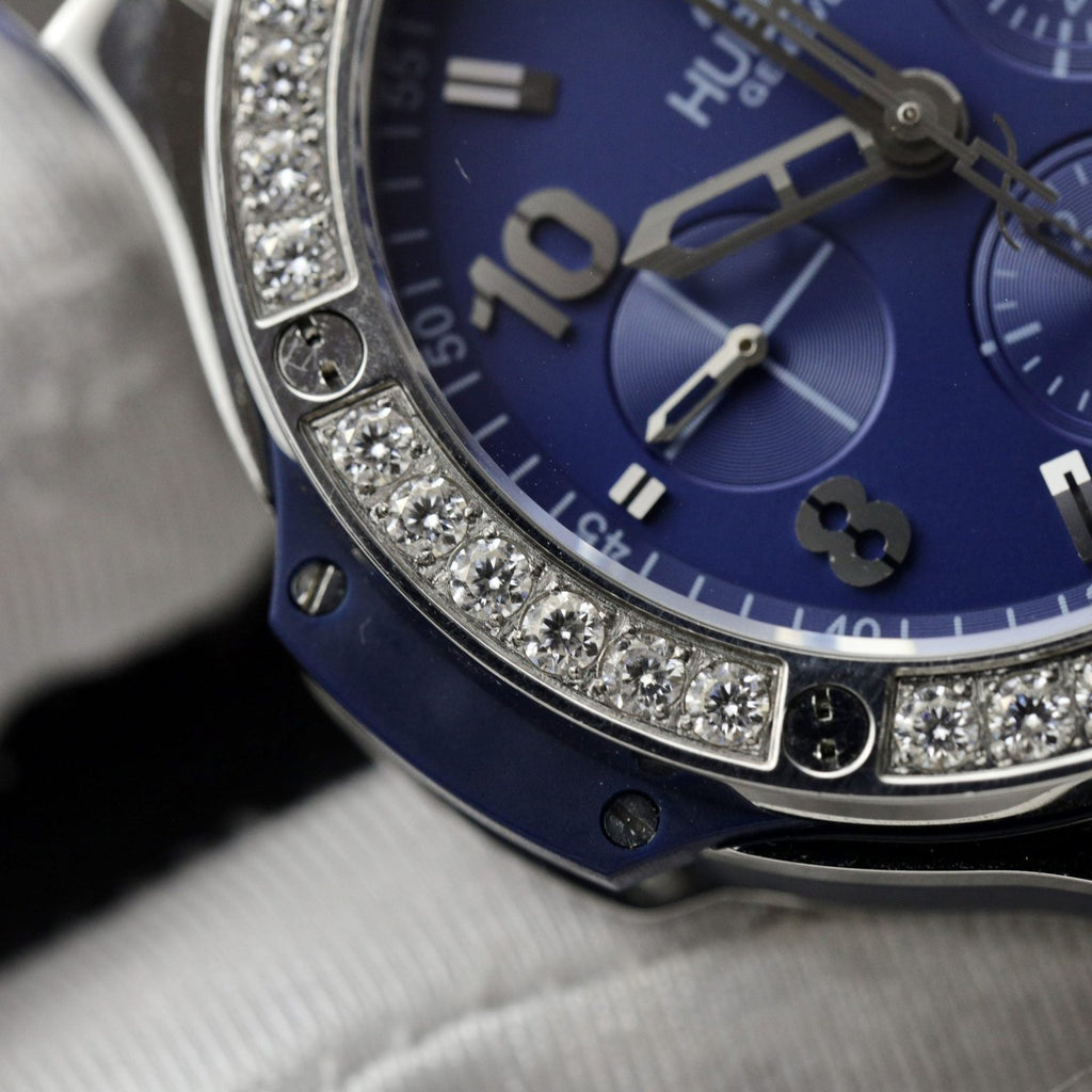 Hublot Watch Big Bang Chronograph Blue Moissanite Diamonds 44mm