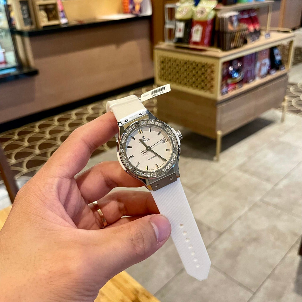 Hublot Watch Classic Fusion White Dial Moissanite Diamonds 38mm
