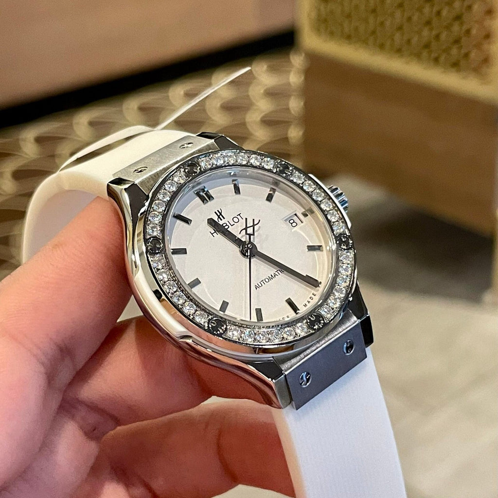 Hublot Watch Classic Fusion White Dial Moissanite Diamonds 38mm