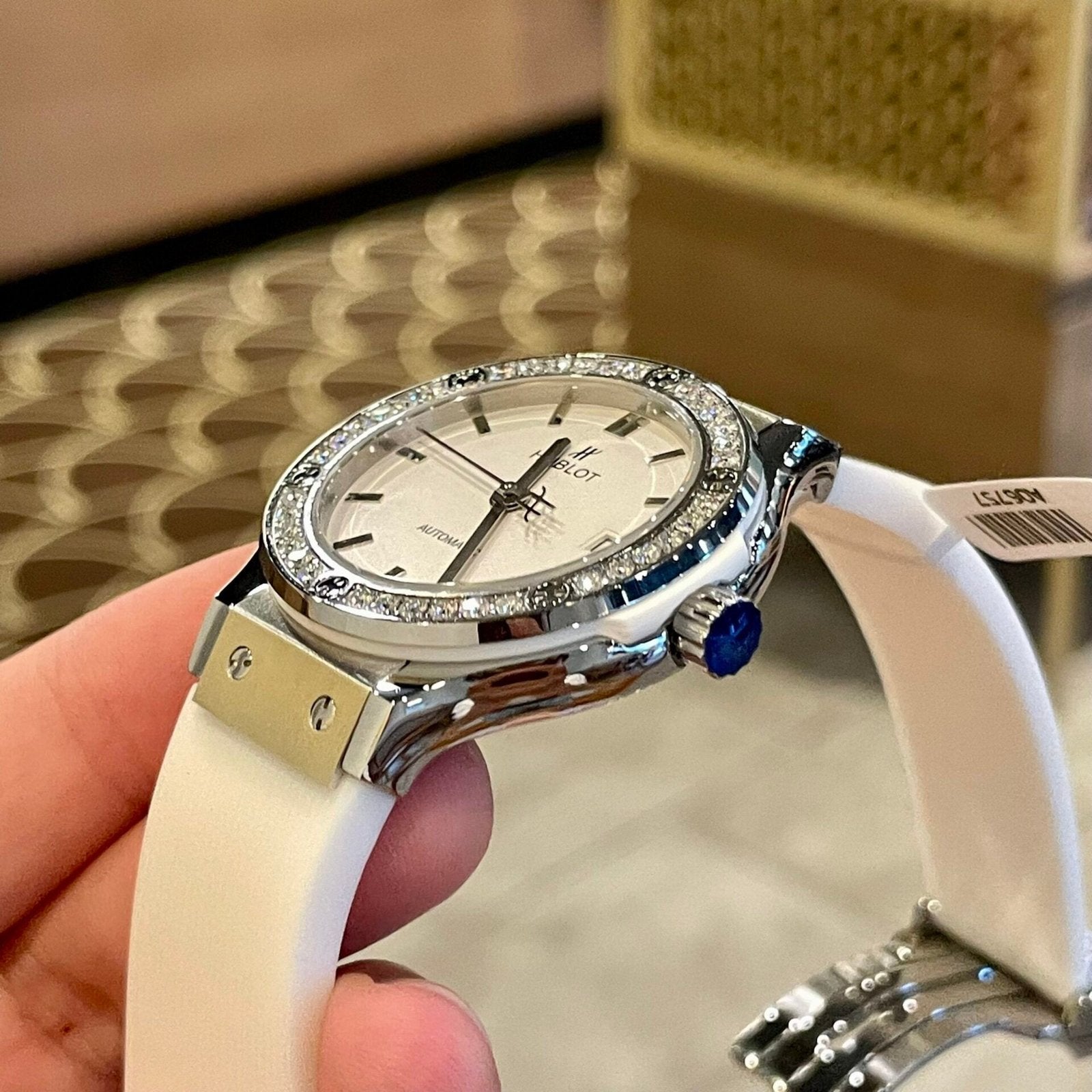 Hublot Watch Classic Fusion White Dial Moissanite Diamonds 38mm